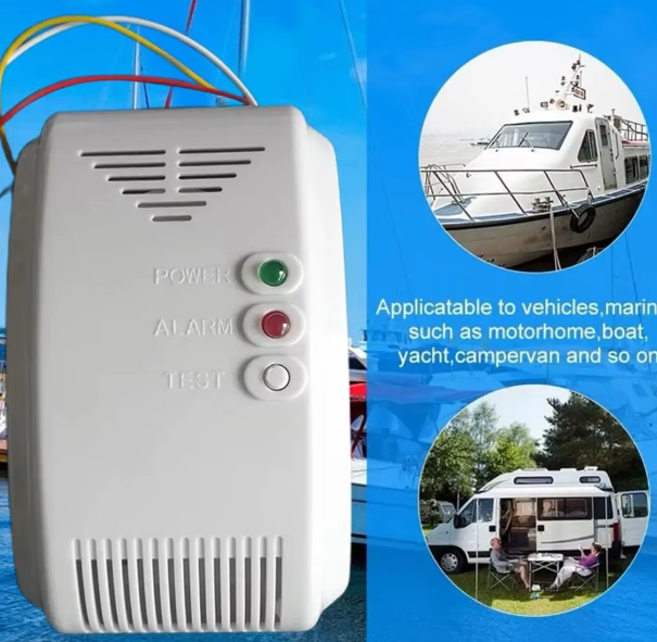 Alternate view of Propane Butane Sensor 12V Gas Detector Sensor Alarm LPG Natural Motor Home Camper Marine LED Flash Alarm Sound