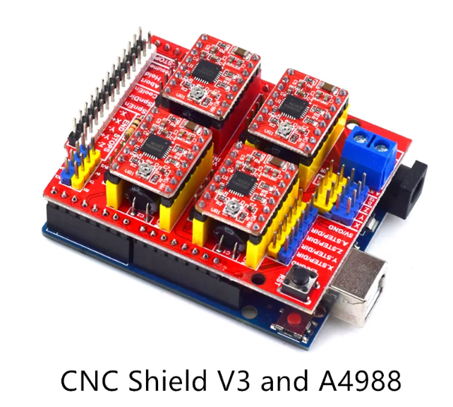 CNC Shield V4 shield v3 Engraving Machine / 3D Printer / A4988 Driver Expansion Board for arduino Diy Kit – KSH 700 at CLOUD SENSORS Mombasa – Top quality motors. Best electronics in Kenya. Shop now for Arduino, ESP32, sensors and IoT devices.