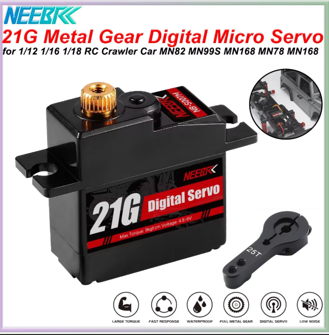 NEEBRC 21G Metal Gear Waterproof Dgital RC Servo for 1/14 1/16 1/18 RC Car Drone Boat Hyper Go 14209 14210 MN99S MN82 MN78 WPL – KSH 1,500 at CLOUD SENSORS Mombasa – Quality electronics in Kenya