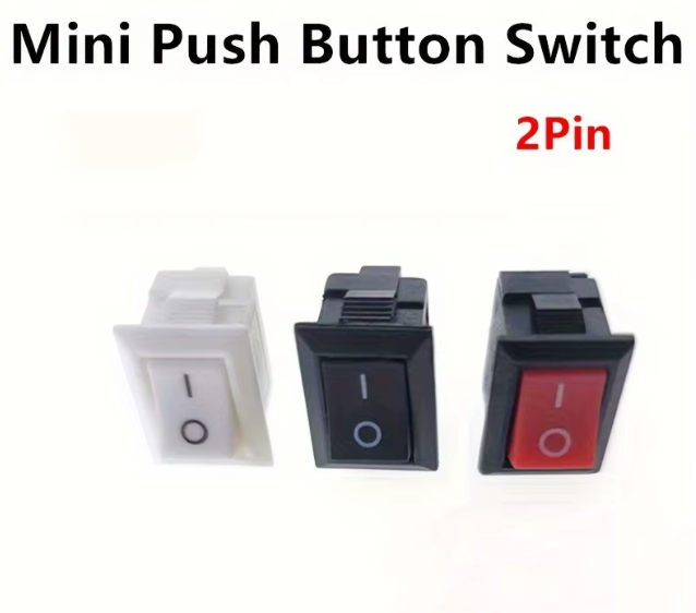 Mini Rocker Switch SPST Black and Red Snap in Switches Button AC 250V 3A / 125V 6A 2 Pin I/O 10*15mm On-off Switch Rocker – KSH 40 at CLOUD SENSORS Mombasa – Top quality switches. Best electronics in Kenya. Shop now for Arduino, ESP32, sensors and IoT devices.