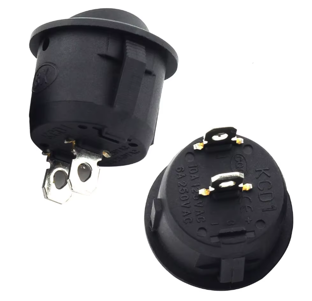 Round Rocker Switch On Off AC 3A/250V 6A/125V 2 Lug SPST On/Off 2 Pin Mini Boat Switch – KSH 40 at CLOUD SENSORS Mombasa – Top quality switches. Best electronics in Kenya. Shop now for Arduino, ESP32, sensors and IoT devices.